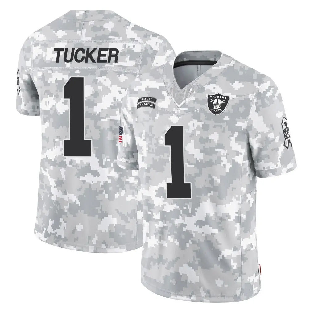 Johmsee LV.Raiders #1 Tre Tucker Player Arctic Camo Salute To Service Limited Game Stitched Jerseys