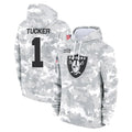 Johmsee LV.Raiders #1 Tre Tucker Player Arctic Camo Salute to Service Hoodies Limited Game Stitched Jerseys