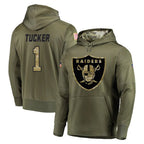 Johmsee LV.Raiders #1 Tre Tucker Player Olive Salute to Service Pullover Hoodies Home Game Stitched Jerseys