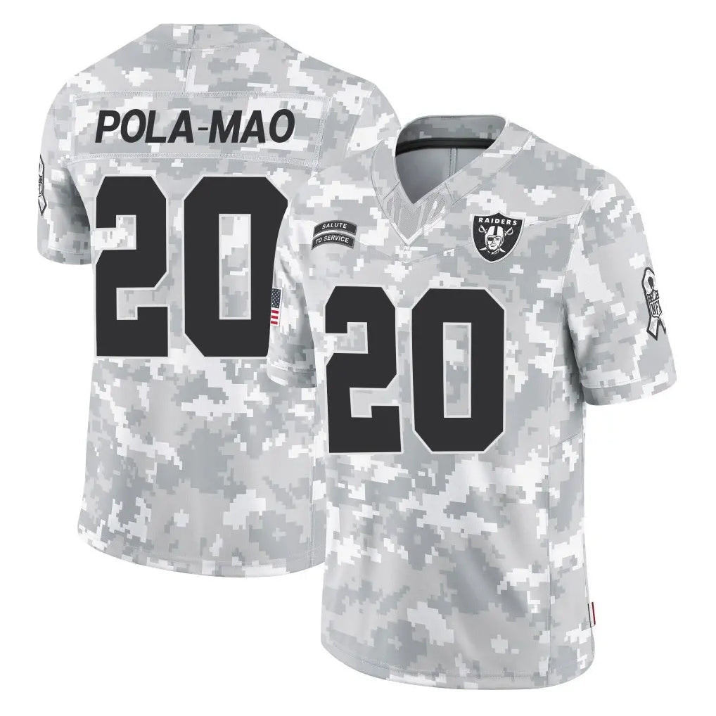 Johmsee LV.Raiders #20 Isaiah Pola-Mao Player Arctic Camo Salute To Service Limited Game Stitched Jerseys
