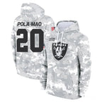Johmsee LV.Raiders #20 Isaiah Pola-Mao Player Arctic Camo Salute to Service Hoodies Limited Game Stitched Jerseys
