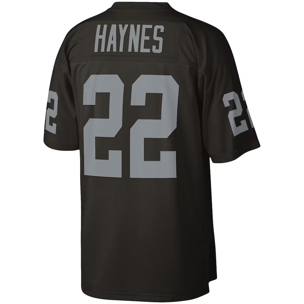 Johmsee LV.Raiders #22 Mike Haynes Mitchell & Ness Black Legacy Replica Jersey