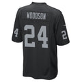 Johmsee LV.Raiders #24 Charles Woodson Player Black Home Game Stitched Jerseys