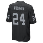 Johmsee LV.Raiders #24 Charles Woodson Player Black Home Game Stitched Jerseys