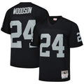 Johmsee LV.Raiders #24 Charles Woodson Player Mitchell & Ness Black Legacy Replica Stitched Jerseys