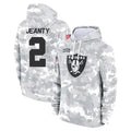 Johmsee LV.Raiders #2 Ashton Jeanty Player Arctic Camo Salute to Service Hoodies Limited Game Stitched Jerseys