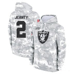 Johmsee LV.Raiders #2 Ashton Jeanty Player Arctic Camo Salute to Service Hoodies Limited Game Stitched Jerseys