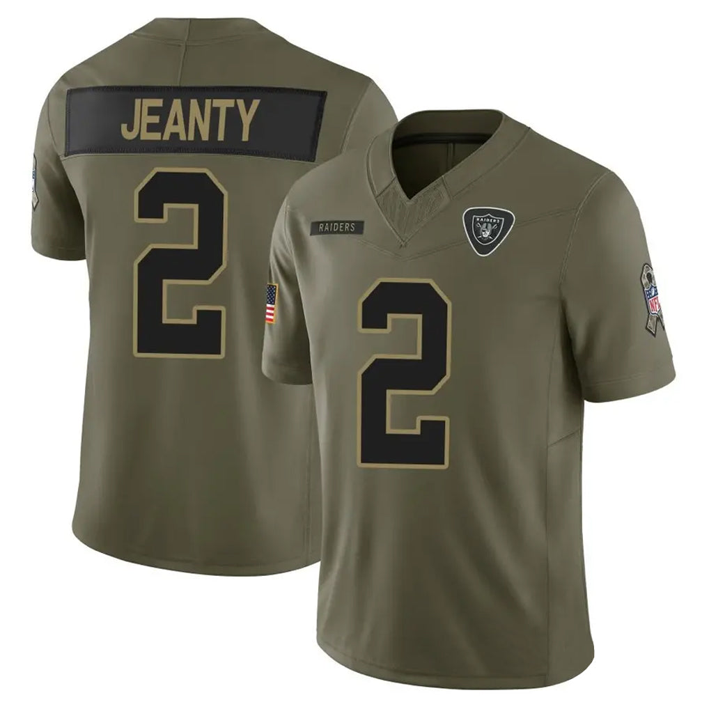 Johmsee LV.Raiders #2 Ashton Jeanty Player Salute To Service Limited Olive Stitched Jerseys