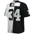 Johmsee LV.Raiders #34 Bo Jackson Mitchell & Ness BlackSilver Big & Tall Split Legacy Retired Player Replica Jersey