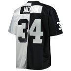 Johmsee LV.Raiders #34 Bo Jackson Mitchell & Ness BlackSilver Big & Tall Split Legacy Retired Player Replica Jersey