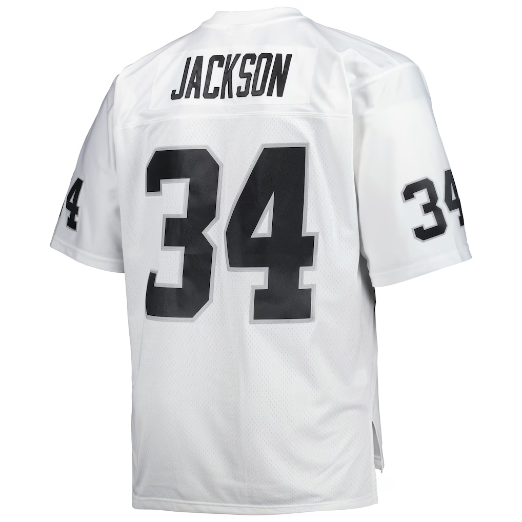 Johmsee LV.Raiders #34 Bo Jackson Mitchell & Ness White Big & Tall 1988 Retired Player Replica Stitched Puhic Jersey