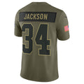 Johmsee LV.Raiders #34 Bo Jackson Player Salute To Service Limited Olive Stitched Jerseys