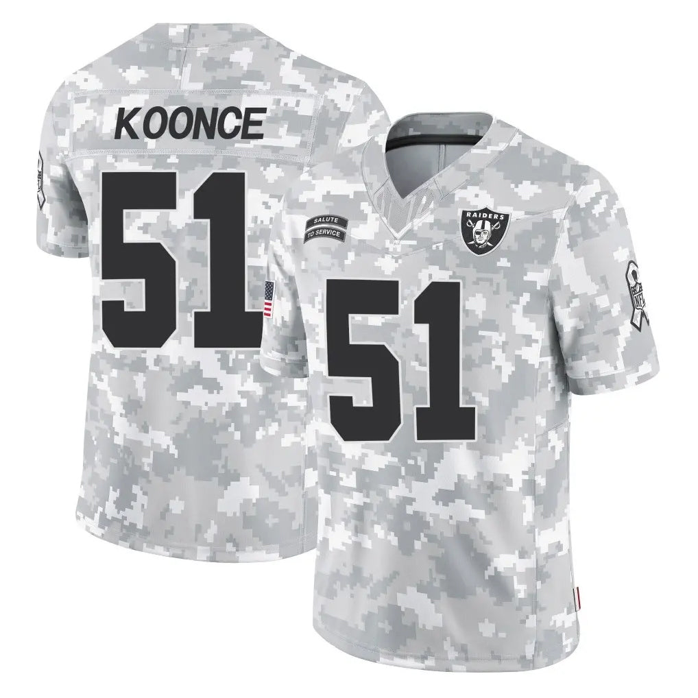 Johmsee LV.Raiders #51 Malcolm Koonce Player Arctic Camo Salute To Service Limited Game Stitched Jerseys