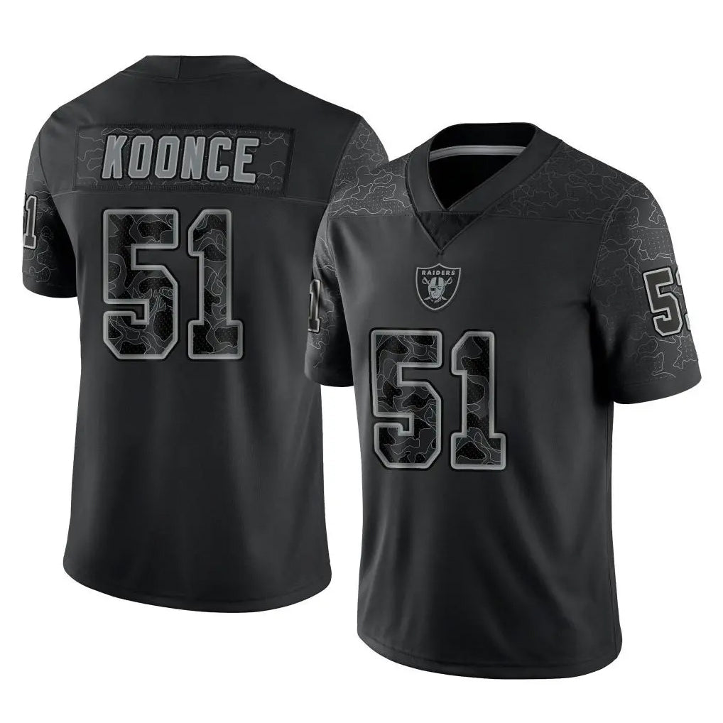 Johmsee LV.Raiders #51 Malcolm Koonce Player Black Reflective Limited Game Stitched Jerseys