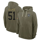 Johmsee LV.Raiders #51 Malcolm Koonce Player Olive Salute to Service Pullover Hoodies Limited Stitched Jerseys