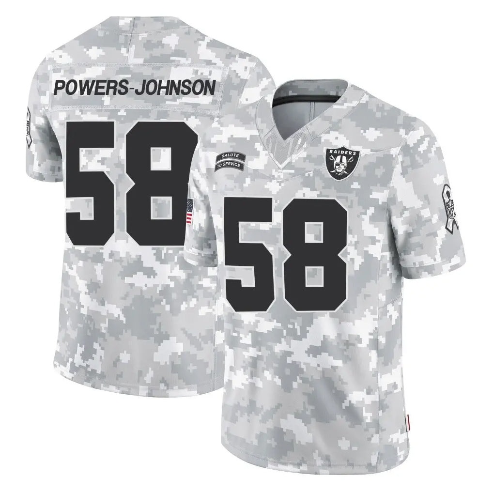 Johmsee LV.Raiders #58 Jackson Powers-Johnson Player Arctic Camo Salute To Service Limited Game Stitched Jerseys