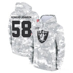 Johmsee LV.Raiders #58 Jackson Powers-Johnson Player Arctic Camo Salute to Service Hoodies Limited Game Stitched Jerseys