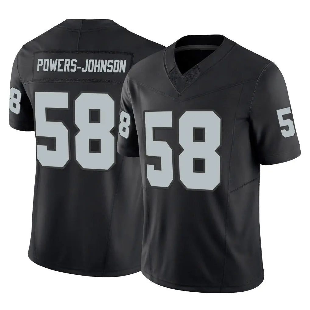 Johmsee LV.Raiders #58 Jackson Powers-Johnson Player Black Limited Vapor F.U.S.E. Home Game Stitched Jerseys