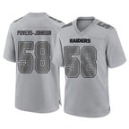 Johmsee LV.Raiders #58 Jackson Powers-Johnson Player Gray Atmosphere Fashion Limited Game Stitched Jerseys