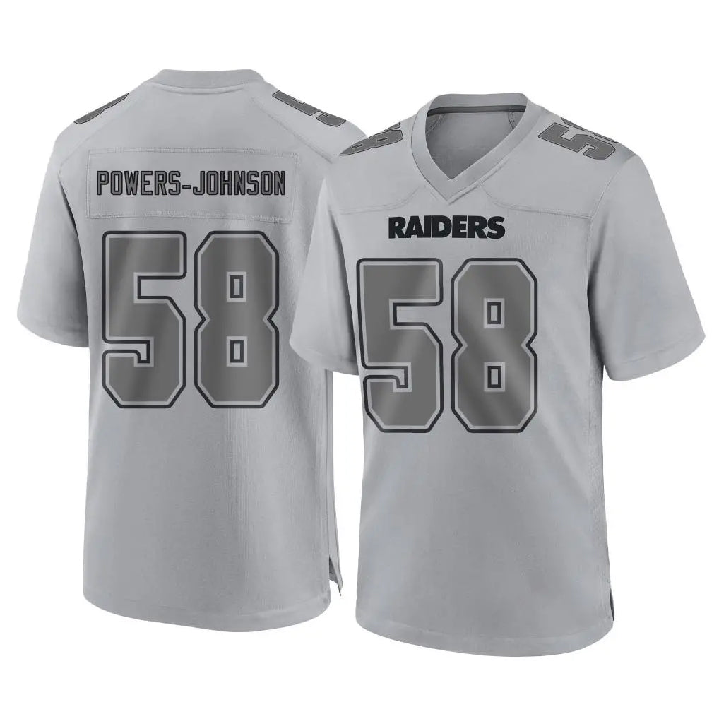 Johmsee LV.Raiders #58 Jackson Powers-Johnson Player Gray Atmosphere Fashion Limited Game Stitched Jerseys