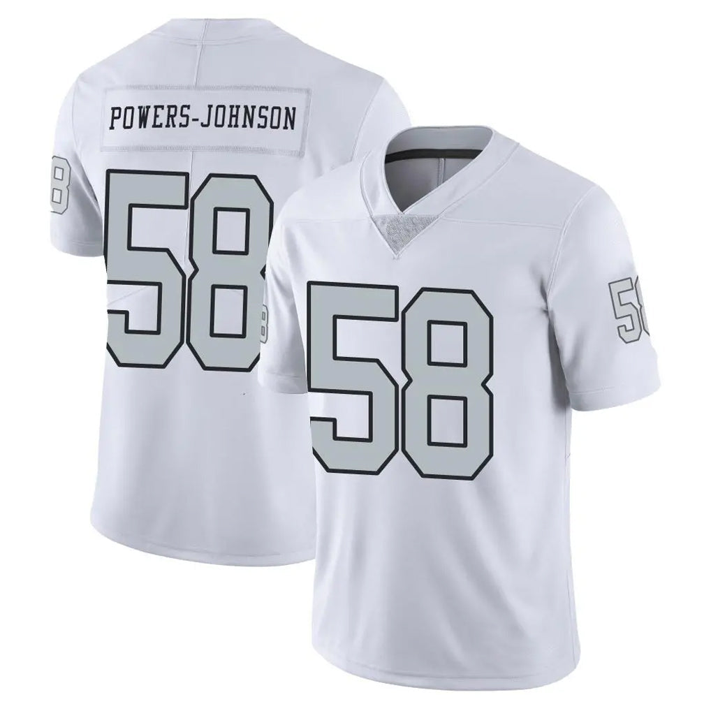 Johmsee LV.Raiders #58 Jackson Powers-Johnson Player White Limited Color Rush Home Game Stitched Jerseys