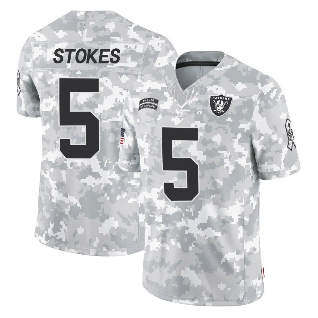 Johmsee LV.Raiders #5 Eric Stokes Player Arctic Camo Salute To Service Limited Game Stitched Jerseys