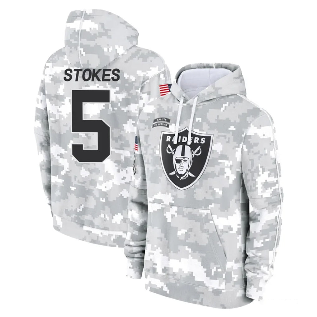 Johmsee LV.Raiders #5 Eric Stokes Player Arctic Camo Salute to Service Hoodies Limited Game Stitched Jerseys