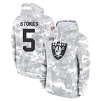 Johmsee LV.Raiders #5 Eric Stokes Player Arctic Camo Salute to Service Hoodies Limited Game Stitched Jerseys
