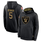 Johmsee LV.Raiders #5 Eric Stokes Player Black Salute to Service Hoodies Limited Game Stitched Jerseys
