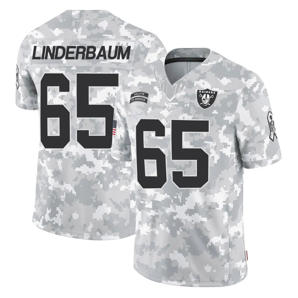 Johmsee LV.Raiders #65 Tyler Linderbaum Player Arctic Camo Salute To Service Limited Game Stitched Jerseys