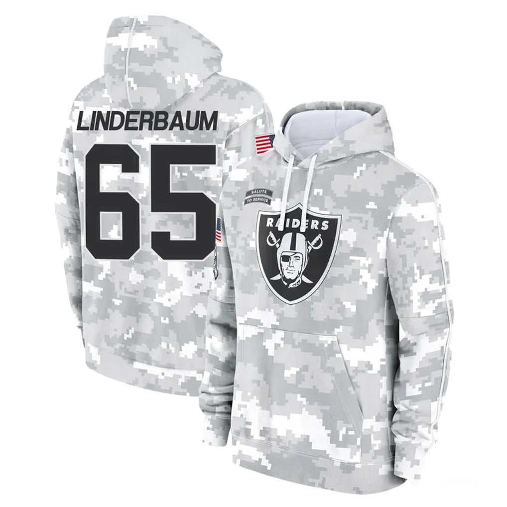 Johmsee LV.Raiders #65 Tyler Linderbaum Player Arctic Camo Salute to Service Hoodies Limited Game Stitched Jerseys