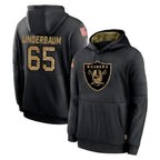 Johmsee LV.Raiders #65 Tyler Linderbaum Player Black Salute to Service Hoodies Limited Game Stitched Jerseys