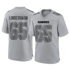 Johmsee LV.Raiders #65 Tyler Linderbaum Player Gray Atmosphere Fashion Limited Game Stitched Jerseys