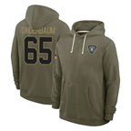 Johmsee LV.Raiders #65 Tyler Linderbaum Player Olive Salute to Service Pullover Hoodies Limited Stitched Jerseys