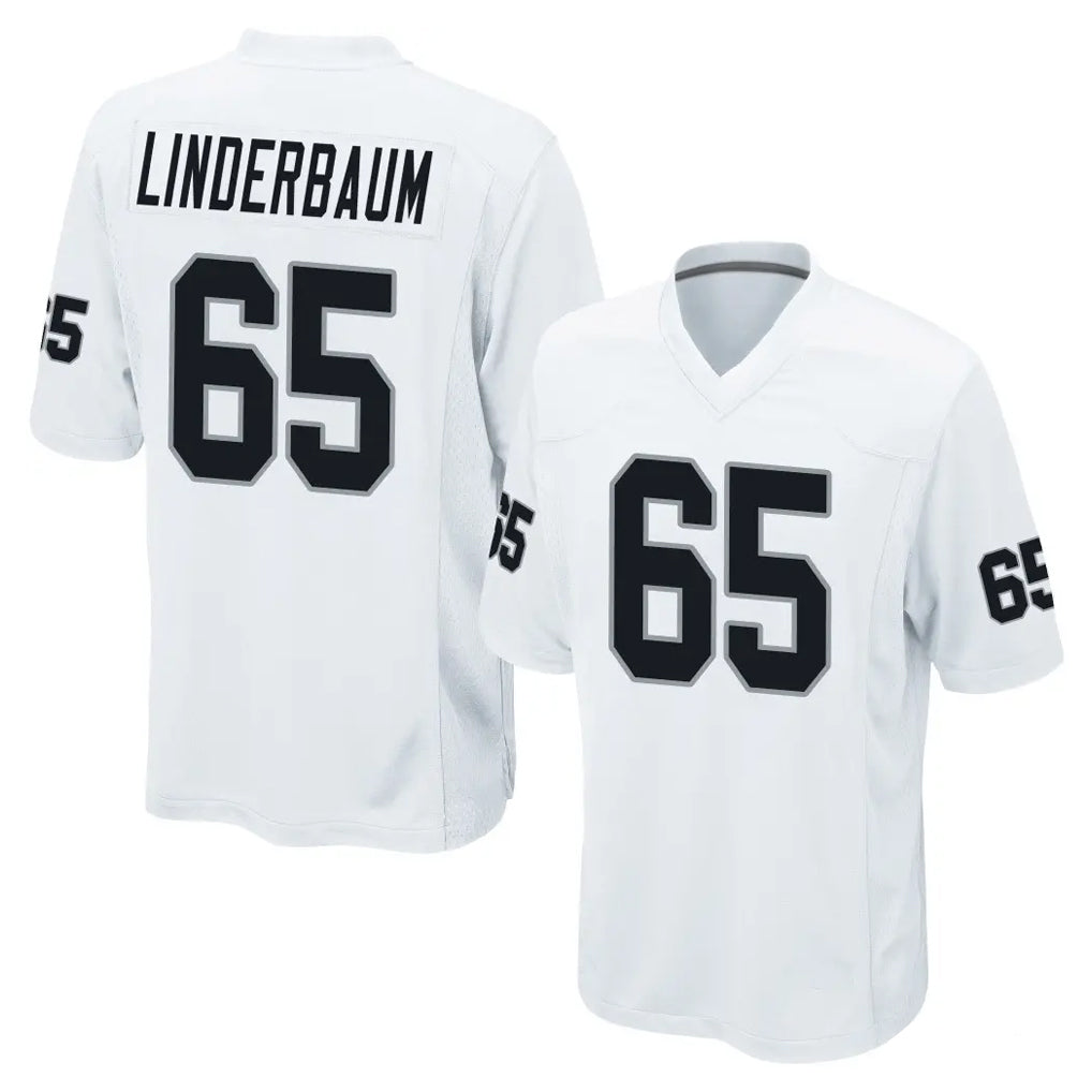 Johmsee LV.Raiders #65 Tyler Linderbaum Player White Home Game Stitched Jerseys