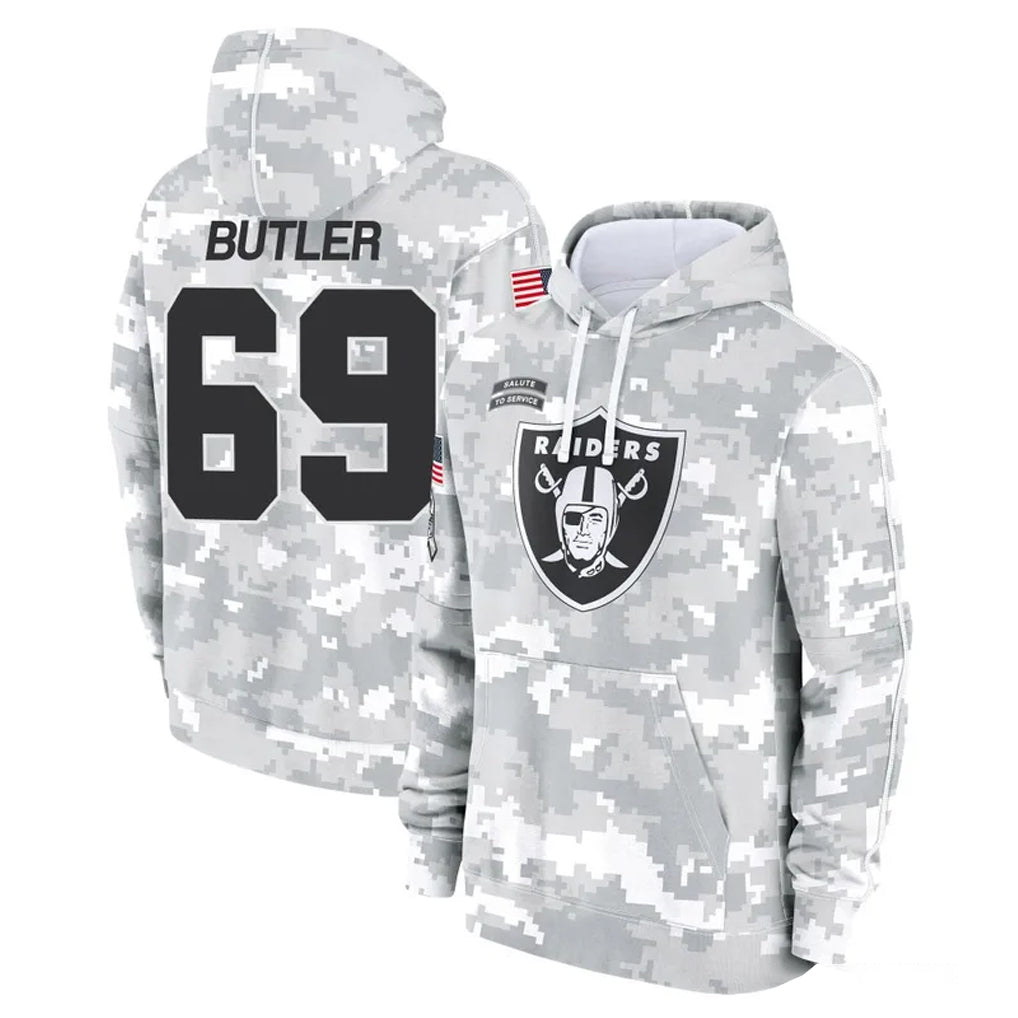 Johmsee LV.Raiders #69 Adam Butler Player Arctic Camo Salute to Service Hoodies Limited Game Stitched Jerseys