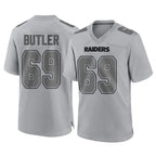 Johmsee LV.Raiders #69 Adam Butler Player Gray Atmosphere Fashion Limited Game Stitched Jerseys