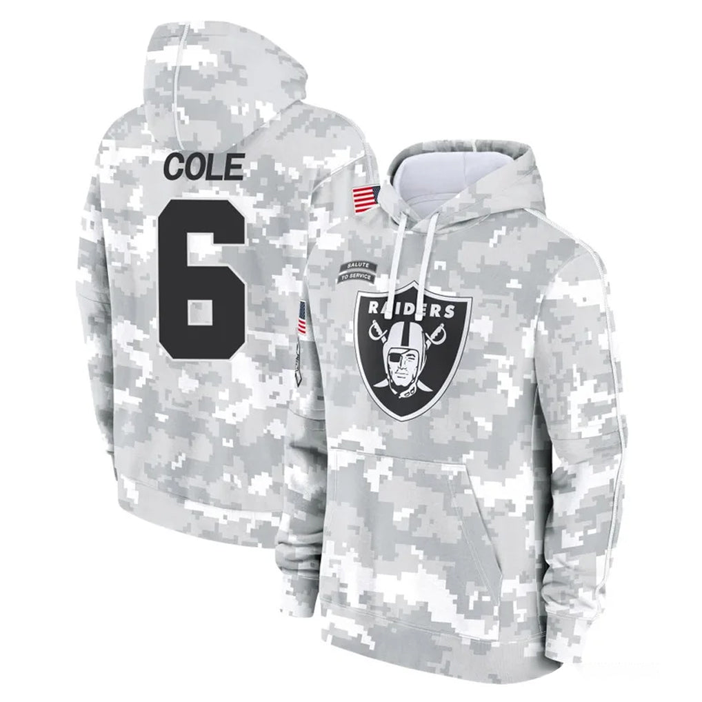 Johmsee LV.Raiders #6 A.J. Cole Player Arctic Camo Salute to Service Hoodies Limited Game Stitched Jerseys