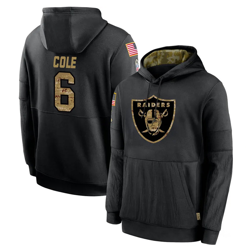 Johmsee LV.Raiders #6 A.J. Cole Player Black Salute to Service Hoodies Limited Game Stitched Jerseys