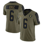 Johmsee LV.Raiders #6 A.J. Cole Player Olive Salute To Service Limited Game Stitched Jerseys