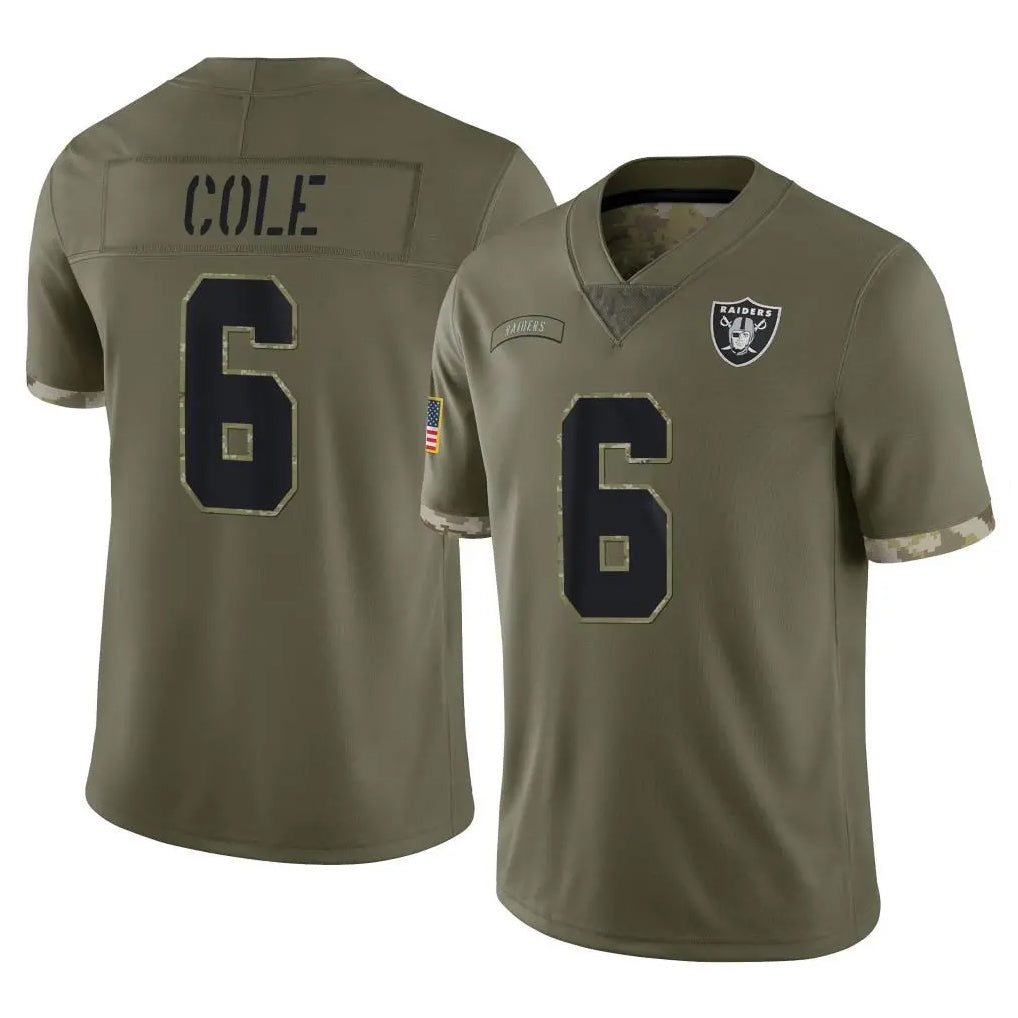 Johmsee LV.Raiders #6 A.J. Cole Player Olive Salute To Service Limited Stitched Jerseys