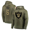 Johmsee LV.Raiders #6 A.J. Cole Player Olive Salute to Service Pullover Hoodies Home Game Stitched Jerseys