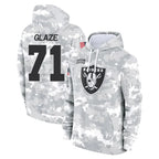 Johmsee LV.Raiders #71 DJ Glaze Player Arctic Camo Salute to Service Hoodies Limited Game Stitched Jerseys