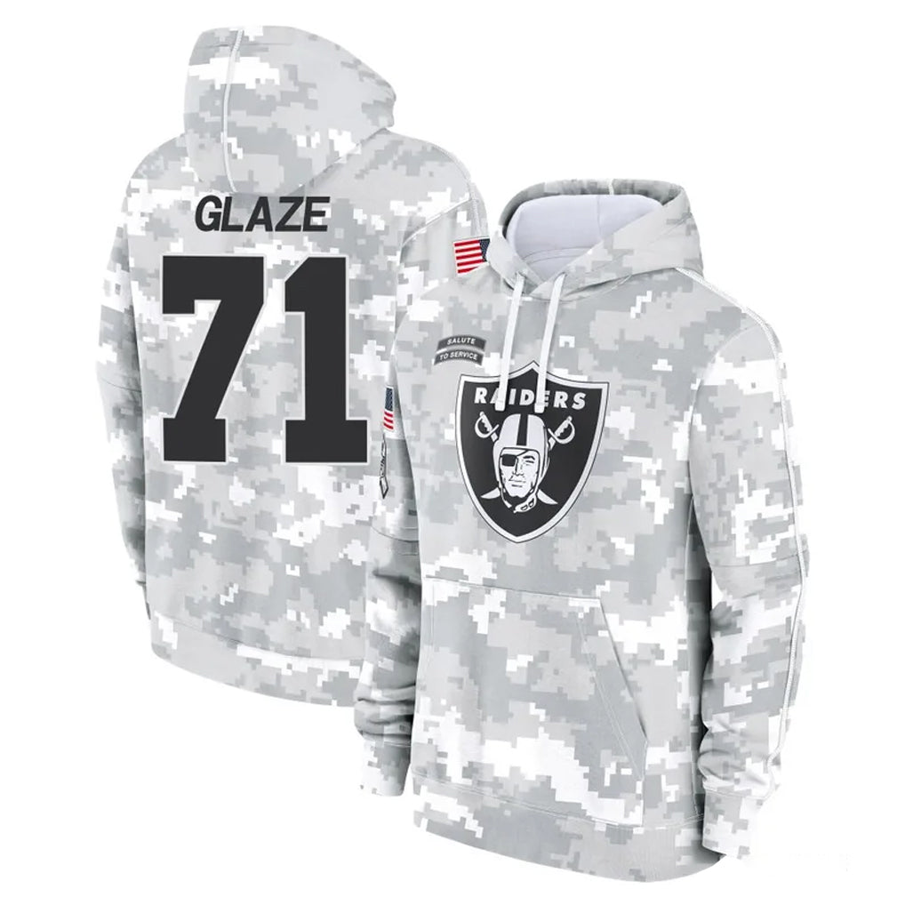 Johmsee LV.Raiders #71 DJ Glaze Player Arctic Camo Salute to Service Hoodies Limited Game Stitched Jerseys