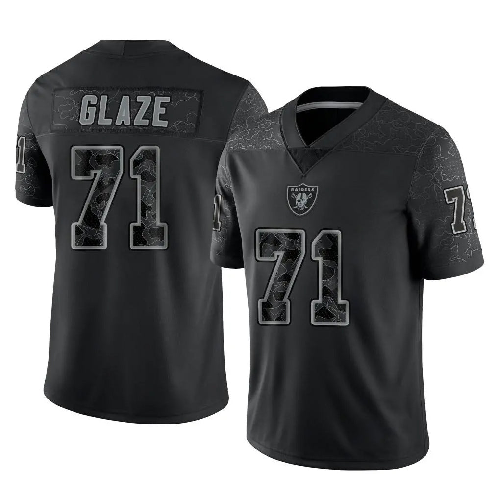 Johmsee LV.Raiders #71 DJ Glaze Player Black Reflective Limited Game Stitched Jerseys