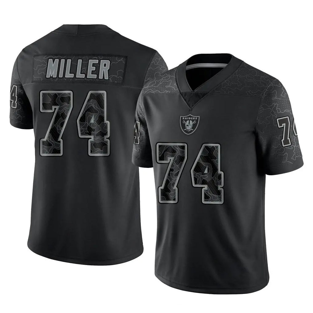 Johmsee LV.Raiders #74 Kolton Miller Player Black Reflective Limited Game Stitched Jerseys