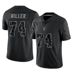 Johmsee LV.Raiders #74 Kolton Miller Player Black Reflective Limited Game Stitched Jerseys
