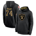 Johmsee LV.Raiders #74 Kolton Miller Player Black Salute to Service Hoodies Limited Game Stitched Jerseys