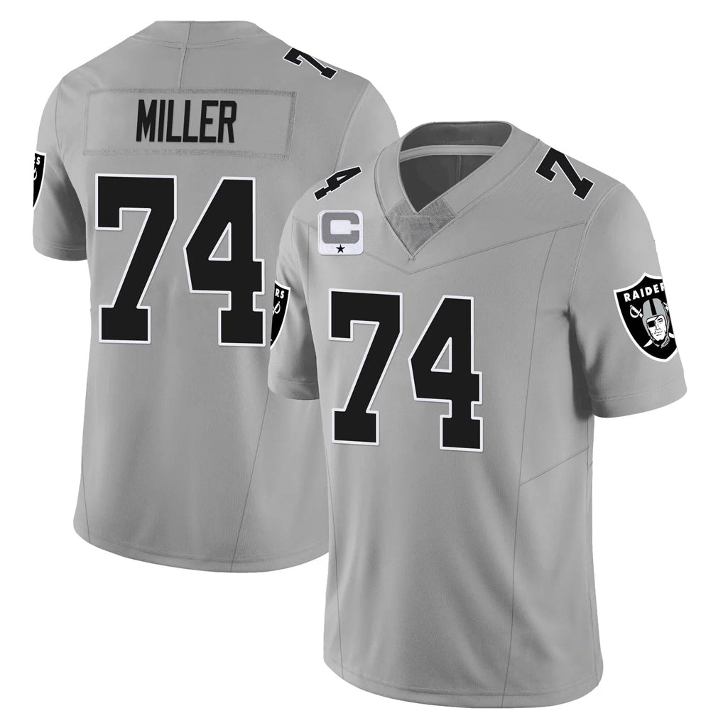 Johmsee LV.Raiders #74 Kolton Miller Player Gray Vapor Limited Home Game Stitched Jerseys