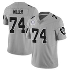 Johmsee LV.Raiders #74 Kolton Miller Player Gray Vapor Limited Home Game Stitched Jerseys
